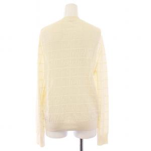 HERMES ニットカーディガン 透かし編み シルク 40 アイボリー