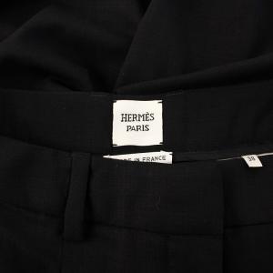 HERMES スラックス ワイドパンツ シアー 38 ブラック