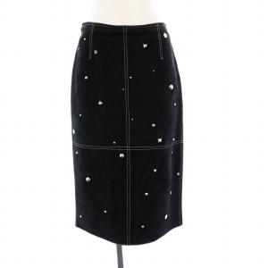 19年製 スエードスカート タイト スタッズ セリエボタン 38 ブラック