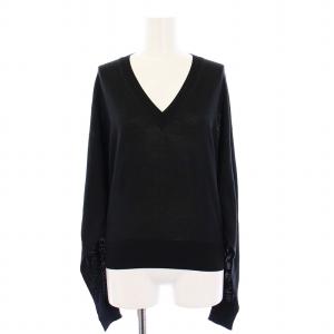 ニット セーター ホースマーク刺繍 シルク 38 ブラック