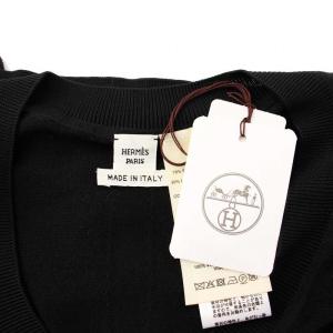 HERMES ニット セーター ホースマーク刺繍 シルク 38 ブラック