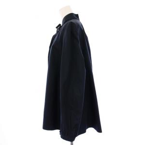 HERMES ブラウス プルオーバー スタンドカラー リボン 38 ネイビー