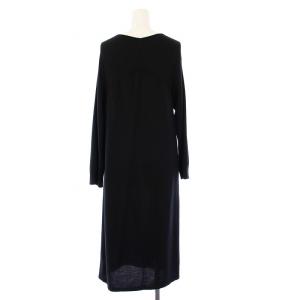 HERMES ニットワンピース カシミヤ シルク リボン 40 ブラック