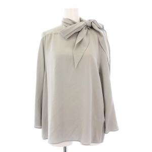 ブラウス プルオーバー リボン シルク 38 グレー
