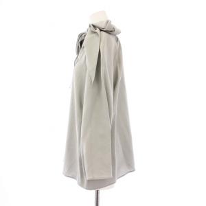 HERMES ブラウス プルオーバー リボン シルク 38 グレー