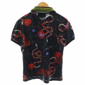GUCCI スペースアニマル ポロシャツ 半袖 S 黒 ブラック 赤 レッド 青 ブルー /AN15