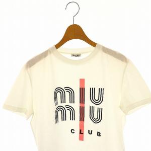 miumiu MIUMIU CLUB Tシャツ S ホワイト ブラック ピンク