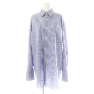 24SS SUPER FINE WOOL STRIPE SHIRT 1 ブルー ホワイト
