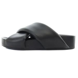 JIL SANDER クロスストラップフラットサンダル オープントゥ レザー 39 ブラック
