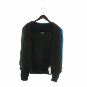 EMPORIO ARMANI トラックジャケット 背抜き ハイネック ジップアップ ロゴ M 黒 ブラック 青 ブルー /XZ GY19