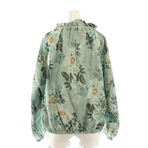 TOMORROWLAND collection 24SS ブラードフラワープリント ネックギャザーブラウス 36 グリーン