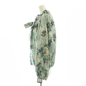 TOMORROWLAND collection 24SS ブラードフラワープリント ネックギャザーブラウス 36 グリーン