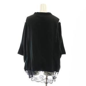 BURBERRY レースパターンTシャツ シルク UK8 ブラック