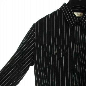 CELINE エディ期 23AW ウエスタンシャツ ストライプ柄 40 ブラック 2C143303L