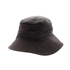 バケットハット ラムレザー キャンバス ブラウン