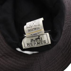 HERMES バケットハット ラムレザー キャンバス ブラウン
