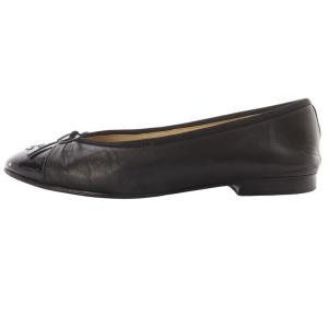 CHANEL ココマーク レザー パテント バレエシューズ 38C ブラック G02819