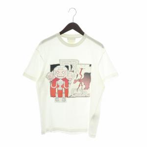Tシャツ 半袖 猿ロボットモチーフ プリントデザイン M 白 GY17