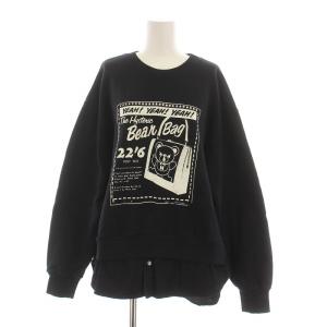 BEAR BAG リメイクプルオーバーシャツ スウェット トレーナー レイヤード 長袖 クルーネック ロゴ
