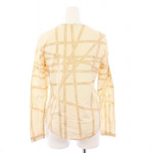 HERMES Tシャツ カットソー ロンT ボルデュック リボン柄 M ベージュ /KH