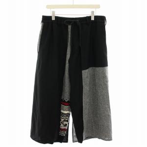 ヨウジヤマモト 21AW ウールニット切替パンツ 3 ブラック グレー UM-P92-805