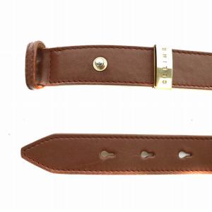 CELINE ベルト レザー ロゴ ゴールド金具 L 茶色 ブラウン /XZ GY18