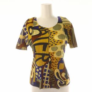 総柄カットソー 半袖 プリーツ 3 マルチカラー