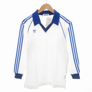 タグ付き ヴィンテージ 80s ゲームシャツ プルオーバー トレフォイル スリーストライプ 長袖 L 白