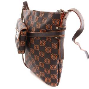 LOEWE ショルダーバッグ アナグラム PVC レザー ロゴ ポーチ付き 茶 ブラウン オレンジ /BB MT OH