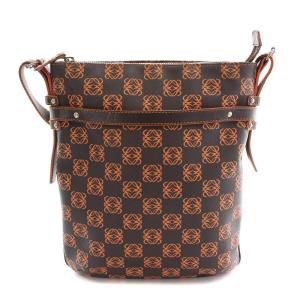 LOEWE ショルダーバッグ アナグラム PVC レザー ロゴ ポーチ付き 茶 ブラウン オレンジ /BB MT OH