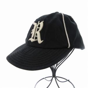 タグ付き ロゴパイピングデザインキャップ 野球帽 ライン 帽子 L 黒 ブラック /MM SH OF