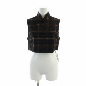 21AW フランネル チェック クロップド ノースリーブ カットソー 38 ブラウン