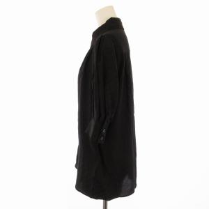 GIVENCHY シャツ ブラウス 絹 シルク 半袖 シャドーストライプ ロゴ 総柄 34 黒 ブラック BW60PL12JB