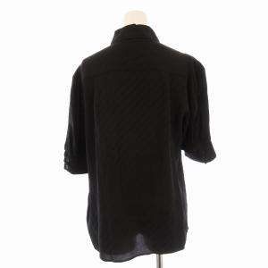 GIVENCHY シャツ ブラウス 絹 シルク 半袖 シャドーストライプ ロゴ 総柄 34 黒 ブラック BW60PL12JB