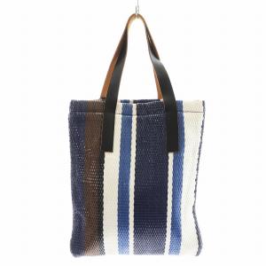 MARNI トートバッグ ハンドバッグ ショルダーバッグ ストライプ柄 紺 ネイビー 白 ホワイト /AN2