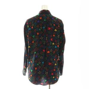 SAINT LAURENT PARIS スター シルク 総柄ロングスリーブシャツ F34 ブラック マルチカラー 551303