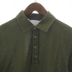 PRADA ポロシャツ 半袖 ハーフボタン サイドライン S カーキ 黒 ブラック /DK GY12 PN