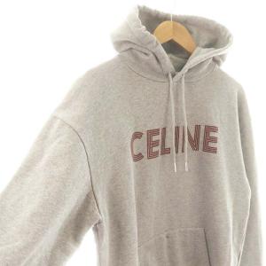 CELINE 2Y65D670Q 23AW ロゴプリントルーズ プルオーバーパーカー M グレー