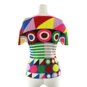 PLEATS PLEASE ISSEY MIYAKE イッセイミヤケ 幾何学柄 カットソー 総柄 プリーツ 3 マルチカラー