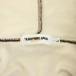 A BATHING APE プルオーバーパーカー ハーフジップ バックロゴ L 茶 ブラウン 白 ホワイト /YT
