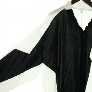 Y's 20SS バイカラー ロングシャツ ワンピース 1 ブラック ホワイト