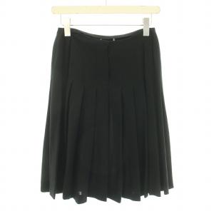 CHANEL 02A スカート プリーツ ココマーク シルク 36 ブラック