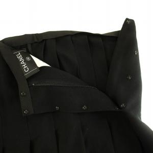 CHANEL 02A スカート プリーツ ココマーク シルク 36 ブラック