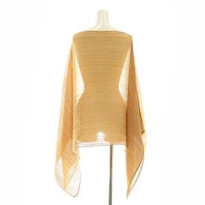 PLEATS PLEASE ISSEY MIYAKE イッセイミヤケ プリーツポンチョ ブラウス シアー キャメル PP64-AD111