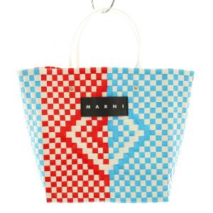 フラワーカフェ ピクニックバッグ トートバッグ ハンドバッグ PVC 赤 レッド 白 ホワイト 水色 ライトブルー