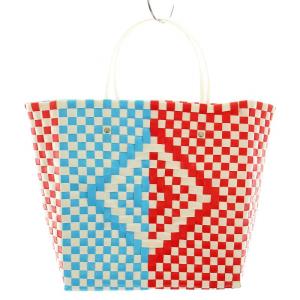 MARNI フラワーカフェ ピクニックバッグ トートバッグ ハンドバッグ PVC 赤 レッド 白 ホワイト 水色 ライトブルー