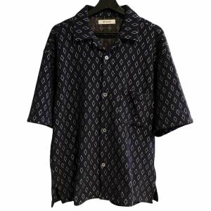 総柄ジャージーシャツ 半袖 シャツ M ネイビー 672-3124226
