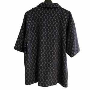 nano universe 総柄ジャージーシャツ 半袖 シャツ M ネイビー 672-3124226