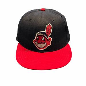 NEW ERA インディアンズ ウール キャップ 刺繍 黒赤 7 8/3 AA