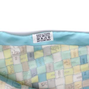 HERMES ポワントゥ ボルデュック チェック 三角スカーフ 総柄 シルク 水色 /YM OH